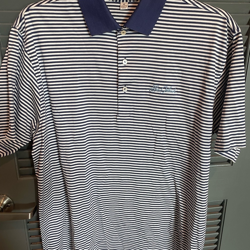 Peter Millar Sea Island Navy and White Striped Polo Shirt